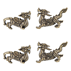 Античная Бронза 2 Парные латунные фигурки пиксиу для украшения витрины, для украшения рабочего стола домашнего офиса, античная бронза, 42.5~50x17~20.5x28~31 мм