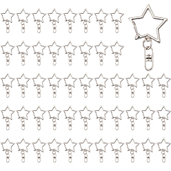 Платина 50шт. карабины из сплава и железа с поворотными застежками, для ремней для ключей, звезда, платина, 43 мм