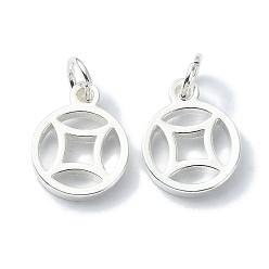 Посеребрённый Латунь прелести, без кадмия, без никеля и без свинца, с целью перехода в кольце, монета-оберег, 925 серебро покрытием, 15x12x2 мм, отверстие : 4 мм