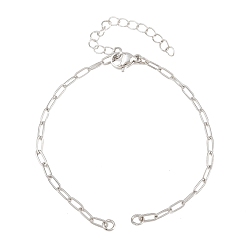Platine Fabrication de bracelet chaîne trombone en laiton, avec fermoir pince de homard, sans cadmium et sans plomb, crémaillère plaquage, platine, 6.69 pouce (17 cm), Trou: 3mm