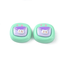 Aquamarine Opaque Cute Cartoon Resin Cabochons, Rectangle, Aquamarine, 15.5~17x16~17.5x7.5~8mm