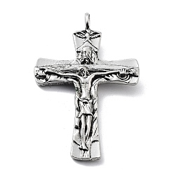 Античное Серебро Тибетский сплав стиля большие кулоны, крест прелести, античное серебро, 64x41.5x7.5 мм, отверстие : 5 мм