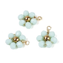 Лазурный Стекло с 304 подвесками из нержавеющей стали, , граненые, лазурный, 10.5~11x9x3 мм, отверстие : 1.4 мм