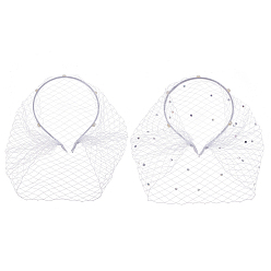 Белый 2шт 2 стили свадебные стразы жемчужная сетка фата ткань повязки для волос, аксессуары для волос для женщин, белые, внутренний диаметр: 128x110 мм, 1 шт / стиль