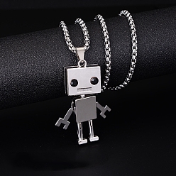 Другие Кулон из сплава 201 ожерелья из нержавеющей стали для мужчин, цвет нержавеющей стали, робот, 23.62~27.56 дюйм (60~70 см)