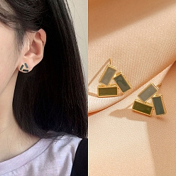 Треугольник Сплав эмаль серьги, с 925 штырями стерлингового серебра, золотые, треугольные, 18x12 мм