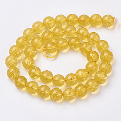 Citrine Synthetic Citrine Beads Strands, Round, Dyed & Heated, 10mm, Hole: 1mm, about 39pcs/strand, 15.5 inch