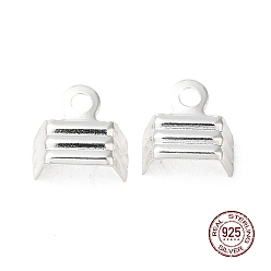 Серебро 925 Складные обжимные концы из стерлингового серебра, серебряные, 7x6.5 мм, отверстие : 1.4 мм, внутренний диаметр: 6.5 мм