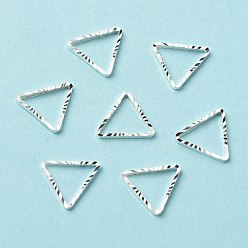 925 Sterling versilbert Messing Verbinderring, langlebig überzogen, cadmiumfrei und bleifrei, Dreieck, 925 Sterling versilbert, 8x9x1 mm, Innendurchmesser: 6x6 mm