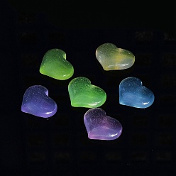 Mixed Color Luminous Transparent Resin Cabochons, Heart, Mixed Color, 15.5x20x7mm