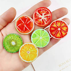 (52) Непрозрачная лаванда Прозрачные акриловые подвески с принтом, фрукты, разноцветные, 33x2 мм, отверстие : 1.5 мм