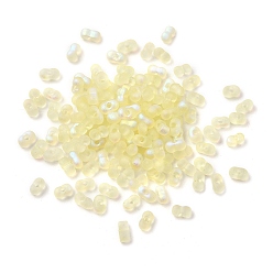 Желтый Стеклянный матовый бисер, арахис, с покрытием AB цвета, желтые, 6x3.5x3 мм, отверстие : 1 мм, около 100 шт / упаковка