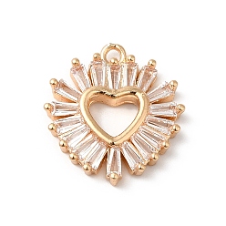 Золотой Латуни кулон, со стеклом, сердце, золотые, 15x14x2 мм, отверстие : 1.2 мм