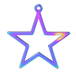 Rainbow Color 304 подвески из нержавеющей стали, звезда очарование, Радуга цветов, 26x25 мм
