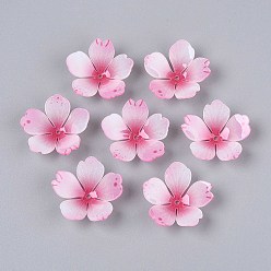 Ярко-Розовый Колпачки для акриловых бусин в виде цветов, для изготовления ювелирных изделий DIY, ярко-розовый, 28x28x8~10 мм, отверстие : 1.6 мм