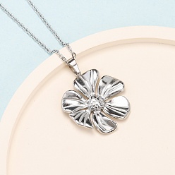 Нержавеющая Сталь Цвет 304 Кулоны-подвески в виде цветка из нержавеющей стали для женщин, цвет нержавеющей стали, 17.83 дюйм (45.3 см)