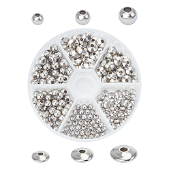 Stainless Steel Color 304 Stainless Steel Spacer Beads, Mixed Shapes, Stainless Steel Color, 240pcs/box