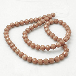Camel Natural Mashan Jade Round Beads Strands, Dyed, Camel, 4mm, Hole: 1mm, about 98pcs/strand, 15.7 inch