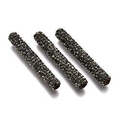 Серо-коричневый Полимерная глина бисера горный хрусталь трубки, с латунной фурнитурой , суровая, 35~35.5x5~5.5 мм, отверстие : 2.5 мм