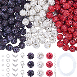 Черный Ювелирные изделия, в том числе бусины из полимерной глины, 304 из нержавеющей стали советы шарик, латунные бусины, удлинитель цепочки и соединительные кольца, застежки из сплава и эластичная хрустальная нить, чёрные, 9~9.5x10 мм, отверстие : 1.8 мм