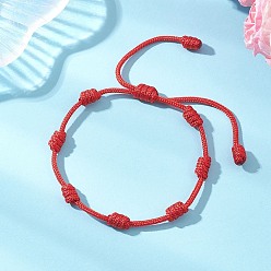 Красный Регулируемые плетеные браслеты из полиэстера для женщин, узел, красные, внутренний диаметр: 1.97~3.66 дюйм (5~9.3 см)