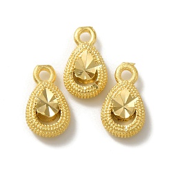 Real 24K Gold Plated Brass Charms, Cadmium Free & Lead Free, Teardrop, Real 24K Gold Plated, 13x7.5x3mm, Hole: 1.6mm