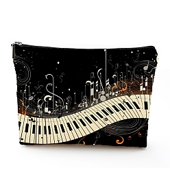 Musical Note Polyester Wallet, Makeup Bag, with Zipper, Rectangle, Musical Note, 17x25cm