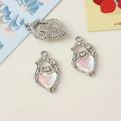 Сердце Подвески из платинового сплава с микропаве из кубических цирконий, аксессуары для браслетов своими руками, сердце, 26x16 мм