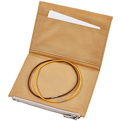 Sandy Brown 1Pc Rectangle Canvas Storage Bag, File Business Card Bill Bag, with 2Pcs 2 Colors Nylon Travel Notebook Elastic Ropes, Sandy Brown, 96x126x2.5mm