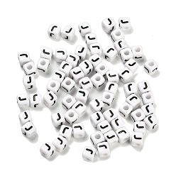Letter J Непрозрачные акриловые бусины, Эмаль стиле, куб с письмом, буква J, 4.5x4.5x4.5 мм, отверстие : 2 мм, 5500 шт / 500 г
