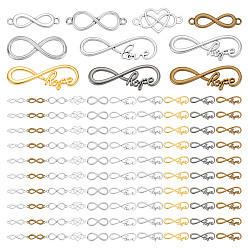 (52) Непрозрачная лаванда 100 шт. 10 стили тибетского стиля, звенья/разъем из сплава, бесконечность, разноцветные, 8.5~37.5x10~39x1~3 мм, отверстие : 1.8~12 мм, 10 шт / стиль