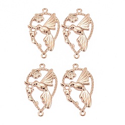 Розовое Золото 304 соединительные звенья нержавеющие, слеза с птицей, розовое золото , 33.5x18.5x1.5 мм, отверстие : 1.6 мм