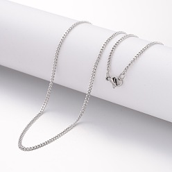 Stainless Steel Color 304 Stainless Steel Necklaces, Curb Chains, with Lobster Clasps, Stainless Steel Color, 23.6 inch(600mm), 2mm