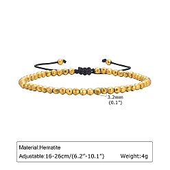 Round Non-magnetic Synthetic Hematite Stretch Bracelets, Golden, Round, 6-1/4~10-1/4 inch(16~26cm)