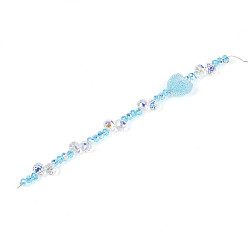 Небесно-голубой Нити из гальванического стекла и акриловых стразов, разнообразные, для изготовления ювелирных изделий, граненые, голубой, 5.5~6x4~5 мм, отверстие : 1.2 мм, около 33 шт / нитка, 6.97~7.28'' (17.7~18.5 см)