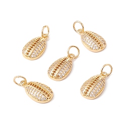Real 18K Gold Plated Rack Plating Brass Micro Pave Clear Cubic Zirconia Charms, with Jump Rings, Long-Lasting Plated, Cadmium Free & Lead Free, Teardrop, Real 18K Gold Plated, 14x8x3mm, Hole: 3.2mm