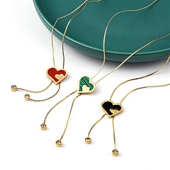 (52) Непрозрачная лаванда Вакуумное покрытие pvd 304 эмалированное ожерелье из нержавеющей стали с подвеской в виде сердца, ожерелья с кисточками из горного хрусталя для женщин, золотые, разноцветные, 24.61 дюйм (62.5 см)