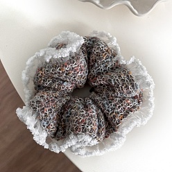 Светло-серый Ткань шерстяная пряжа аксессуары для волос, для девочек или женщин, резинка для волос / резинки для волос, светло-серый, 130 мм