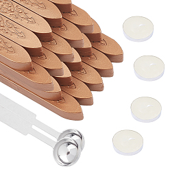 Цвет Древесины Diy наборы штампов с восковой печатью, сургучные палочки, без фитилей, с ложкой из нержавеющей стали, свеча, деревесиные, 90x11x11 мм