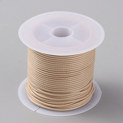 Bronze 10m cordons en polyester ciré, ronde, tan, 1mm, environ 10.94 yards (10m)/rouleau