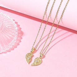 Золотой Подвеска в виде сердца с прозрачными кубическими циркониями в стиле «День матери» для женщин ко Дню матери., золотые, 15.63 дюйм (39.7 см) и 15.79 дюйм (40.1 см), 2 шт / комплект