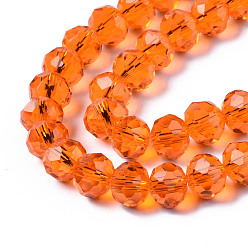 Dark Orange Glass Beads Strands, Faceted, Rondelle, Dark Orange, 8x6mm, Hole: 1mm, about 65~68pcs/strand, 15.7~16.1 inch(40~41cm)