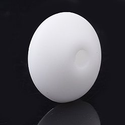 White Food Grade Eco-Friendly Silicone Beads, Chewing Beads For Teethers, DIY Nursing Necklaces Making, Rondelle, White, 12x6~7mm, Hole: 2mm