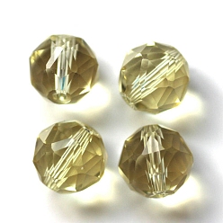 Светло-хаки Имитация Австрийские кристаллические шарики, класс AAA, граненые, круглые, светлый хаки, 6 мм, отверстие : 0.7~0.9 мм