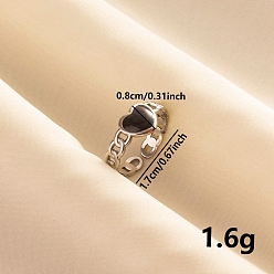 Черный 304 женские эмалированные открытые манжеты в форме сердца из нержавеющей стали, цвет нержавеющей стали, чёрные, 8 мм, регулируемый