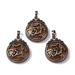 Красный Авантюрин Натуральный красный авантюрин подвески, плоские круглые латунные подвески, без свинца и без кадмия, 34.5x27x8 мм, отверстие : 6.5x5 мм