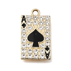 Doré  Pendentifs en alliage, avec l'émail, carte à jouer avec l'as de pique, or, 22.5x13x2mm, Trou: 2mm