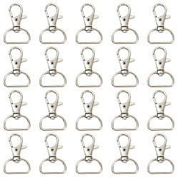 Платина 20железные поворотные d-кольца, застежки-«лобстеры», поворотный карабин-лобстер, для лямок для лямок, платина, 38x24x6 мм