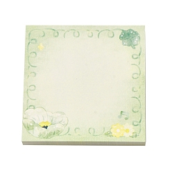 Yellow Green 100 Sheets Flower Pattern Pad Sticky Notes, Sticker Tabs, for Office School Reading, Square, Yellow Green, 80x80x0.1mm