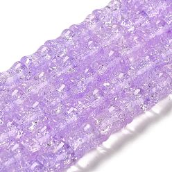 Lilac Transparent Crackle Glass Beads Strands, Bamboo Joint, Lilac, 8x10.5mm, Hole: 1.7mm, about 38pcs/strand, 15.35''(39cm)